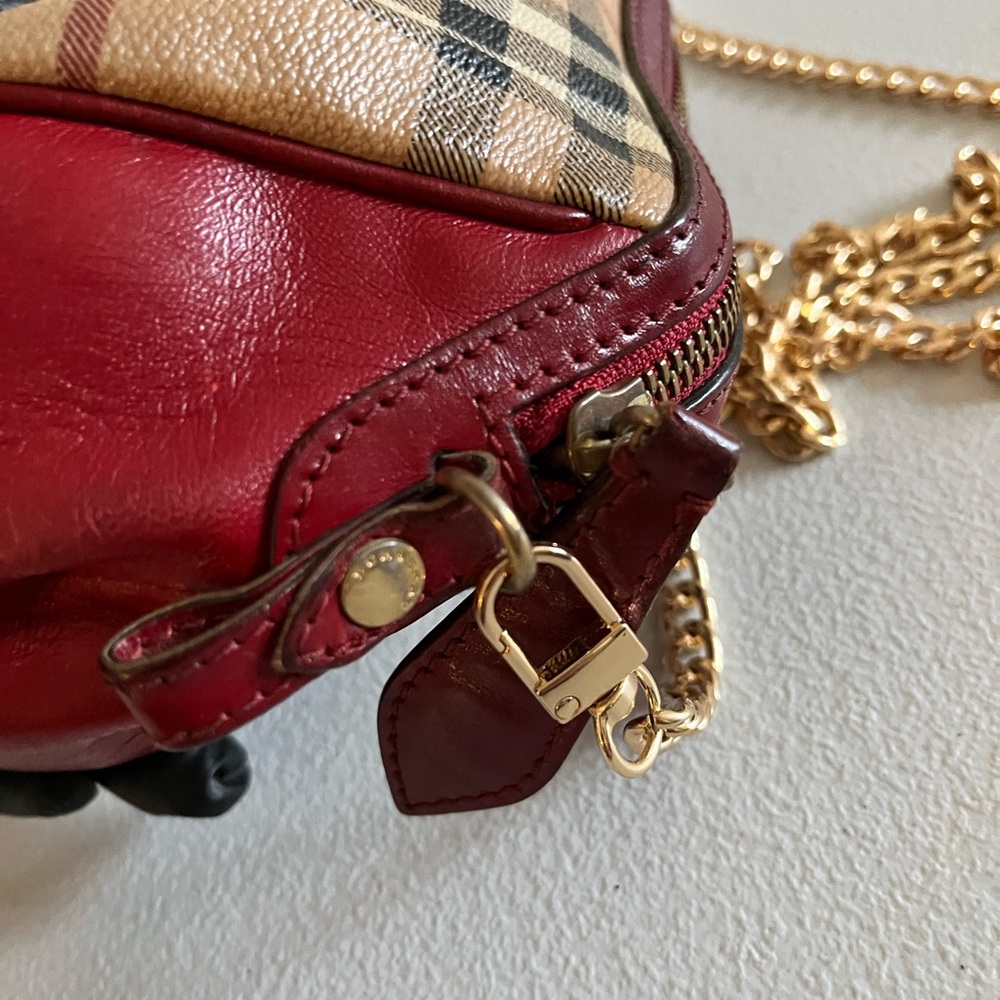 Burberry Checkered Beige and Red Women's Bag - Picture 11 of 12